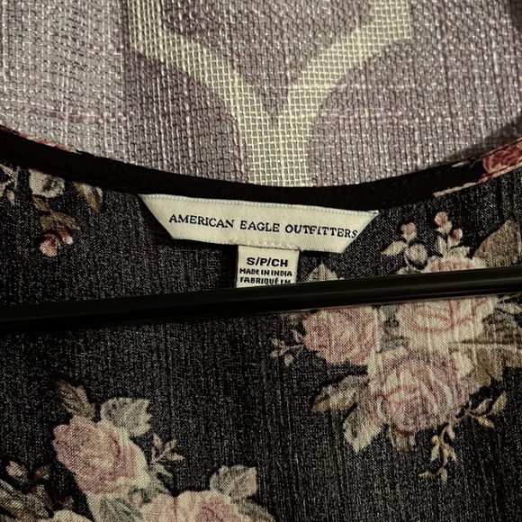 American Eagle Black Romper with Pink Floral Pattern - Picture 6 of 8